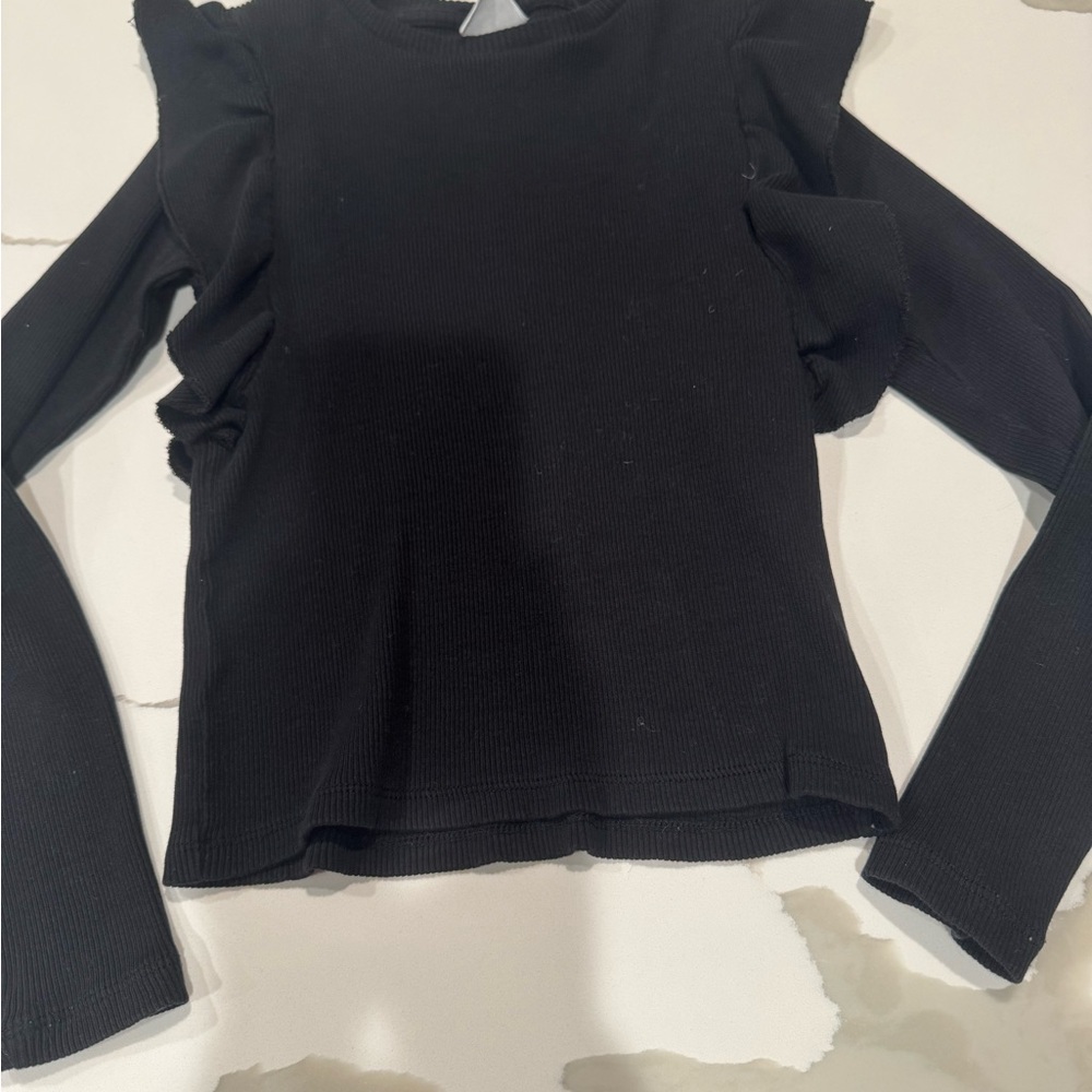 Kids Zara Black Ruffle Sleeve Blouse